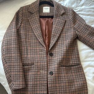 Abercrombie & Fitch houndstooth brown blazer coat jacket